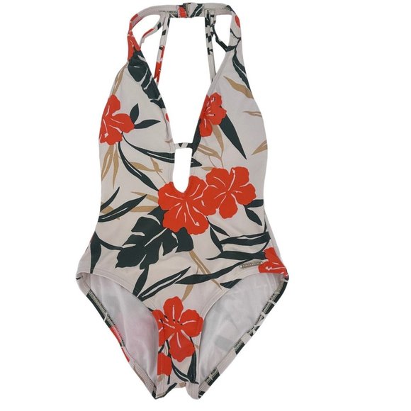 VINCE CAMUTO Swimsuit Plunging Deep V-Neck One 1 Piece Size 4 Floral Outdoors - Picture 1 of 12